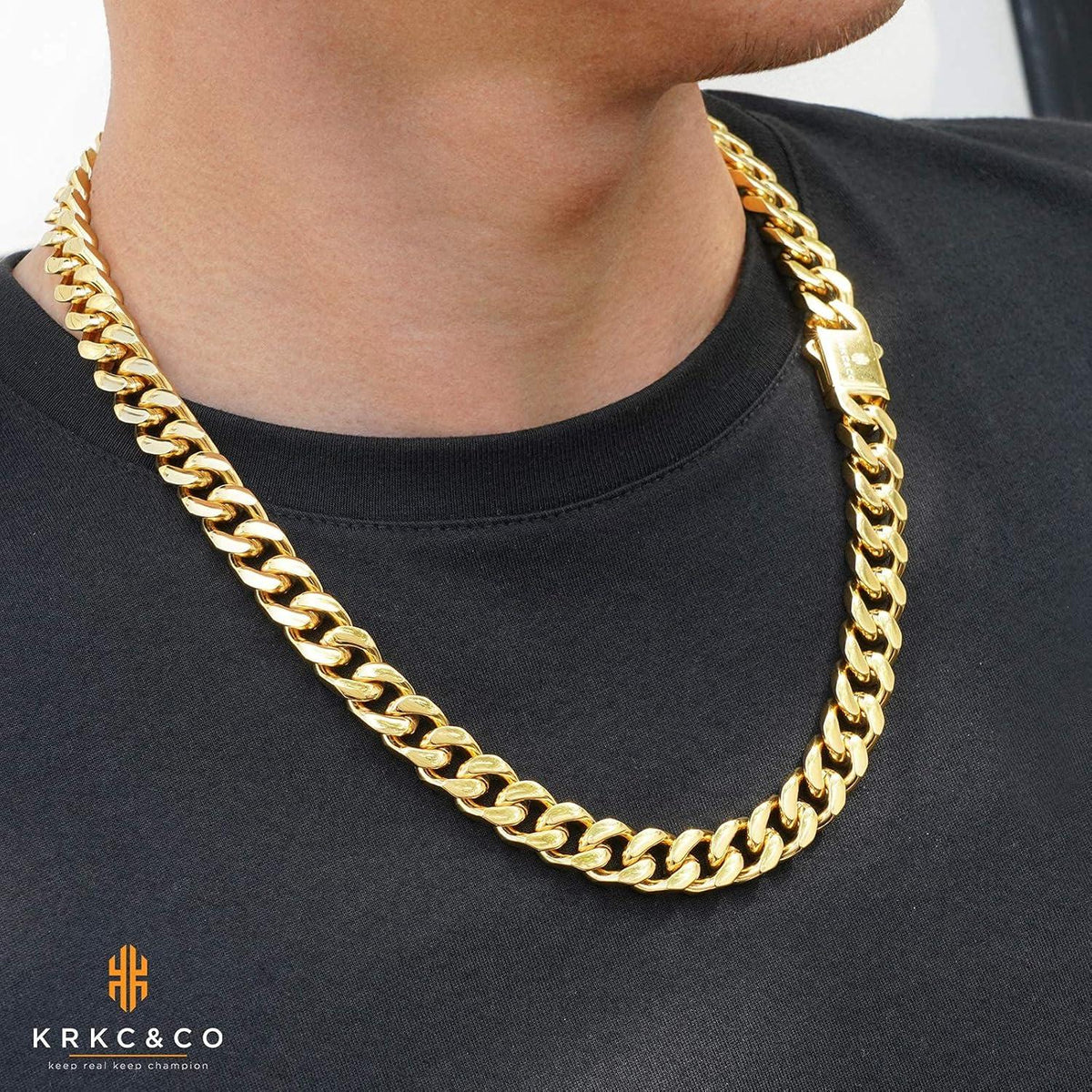Panzerkette Herren 18K Gold Cuban Link 45.7cm 12mm Gold