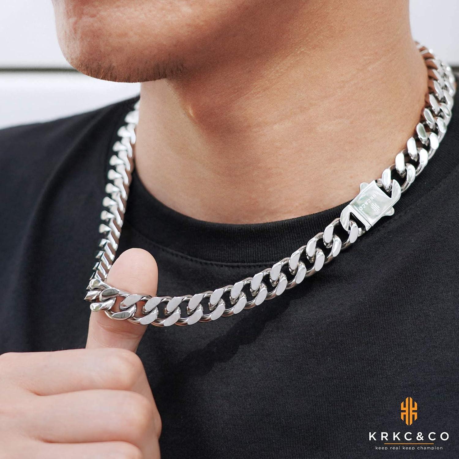 Herren Panzerkette 12mm Gold Cuban Link Chain 50.8cm