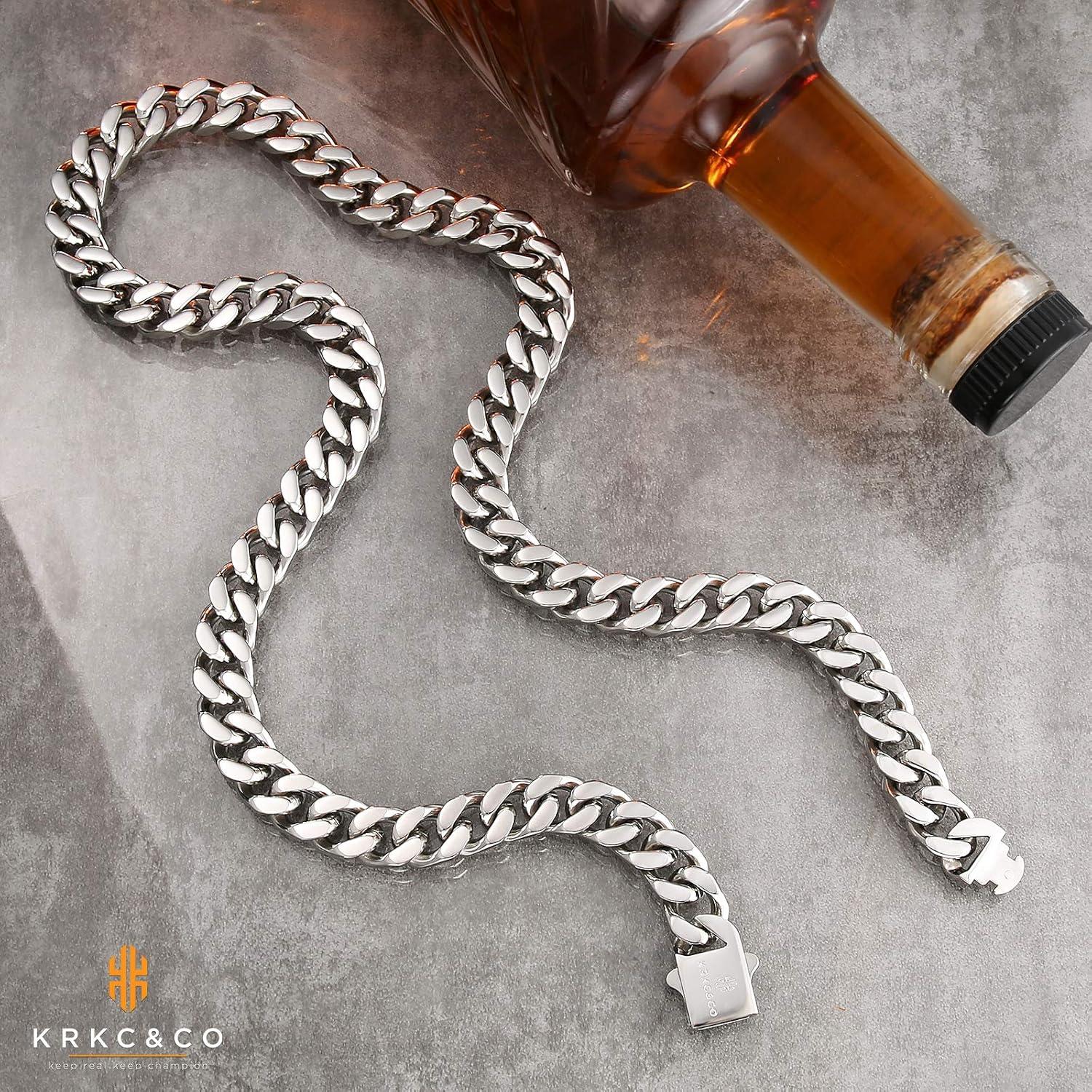 KRKC&CO Panzerkette Herren 18K Gold Cuban Link Chain 50.8cm Klassisch