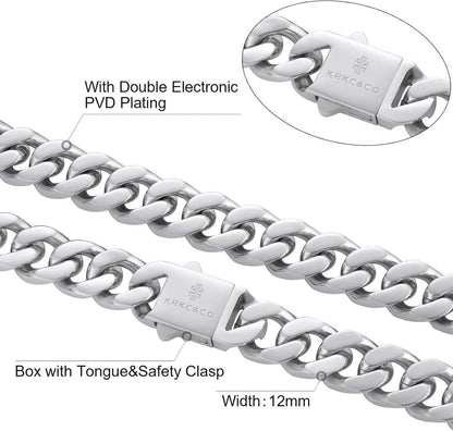 Panzerkette Herren 8/12/14mm Gold Cuban Link Chain - Edelstahl Hip Hop