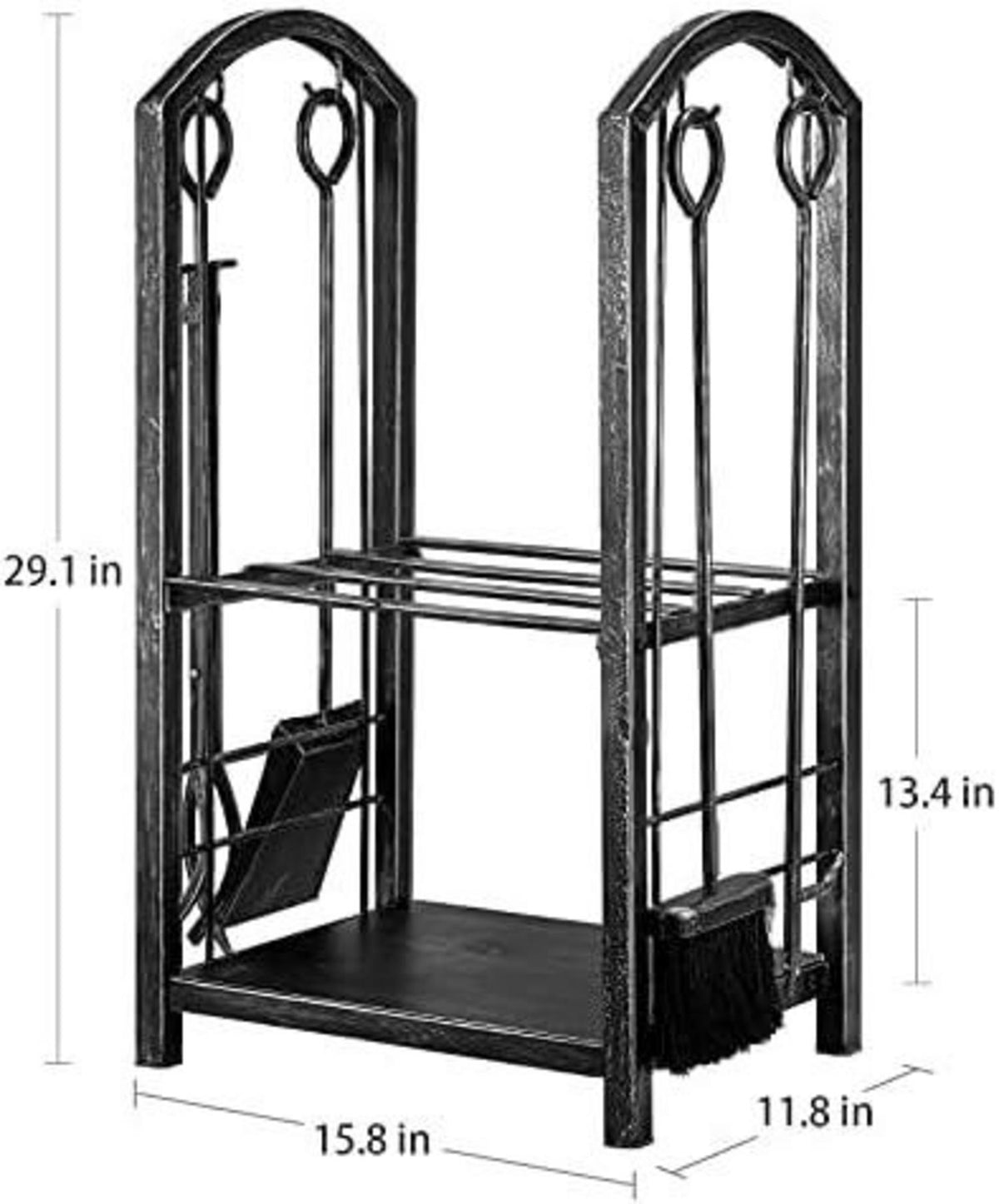 Kaminholzregal Innen & Außen 4 Kaminwerkzeug 74x40x30cm Holzregal