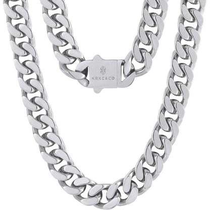 Panzerkette Herren 18K Gold Cuban Link Chain 45,7cm Silber