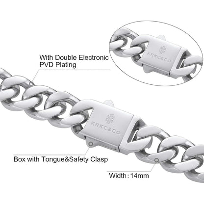 Panzerkette Herren 18K Gold Cuban Link Chain 45,7cm Silber