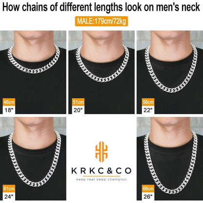 Panzerkette Herren 18K Gold Cuban Link Chain 45,7cm Silber