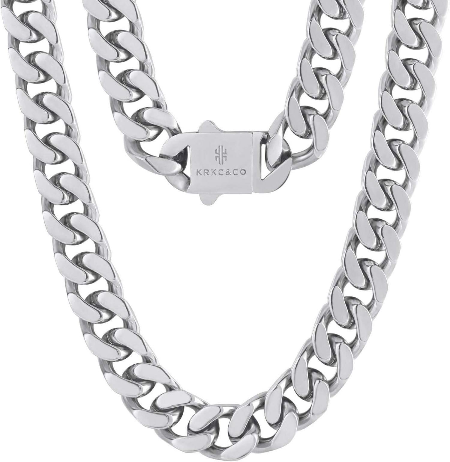 Hochwertige 18K Gold/Weißgold plattierte Panzerkette 14mm
