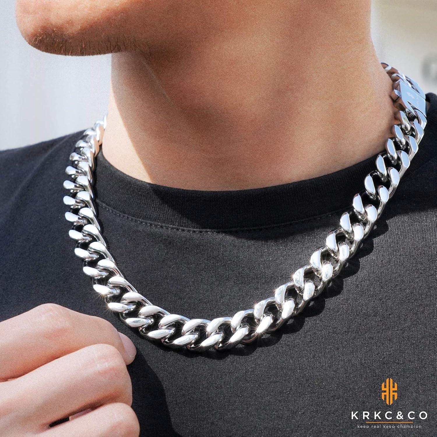 Panzerkette Herren 18K Gold Cuban Link Chain 45,7cm Silber