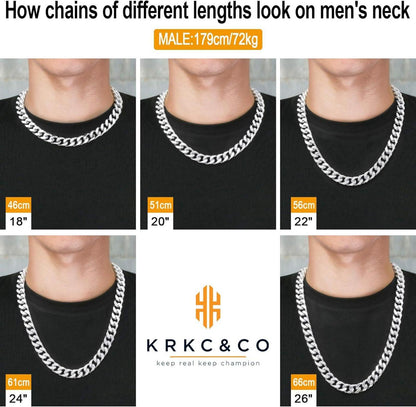 Edelstahl Panzerkette Herren 14mm Gold Weißgold plattiert Cuban Link Chain