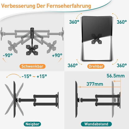 Monitor Wandhalterung Schwenkbar Neigbar 14-30 Zoll VESA