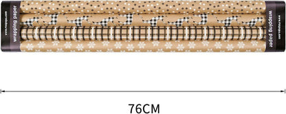 RUSPEPA Weihnachtspapier Kraftpapier Hirsch Schneeflocken 4 Rollen