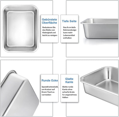 Homikit Edelstahl Auflaufform Set Rechteckig Backform 2er