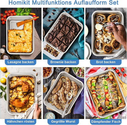Auflaufform 2er Set Edelstahl Rechteckig Backform Lasagne Brownie
