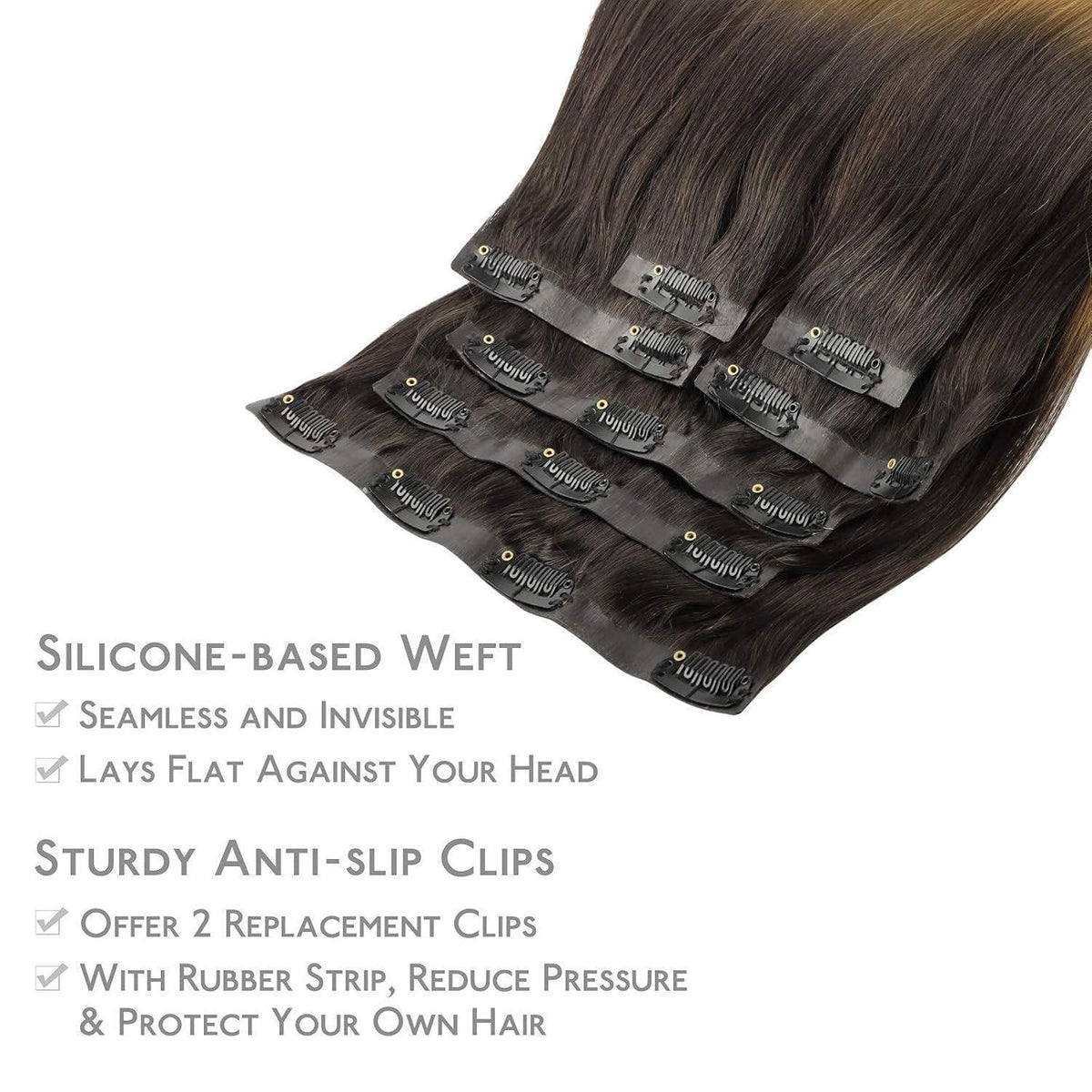 Echthaar Clip-In Extensions Dunkelbraun bis Chestnut Braun