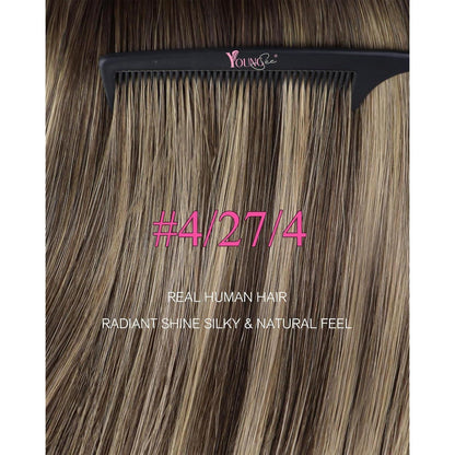 Echthaar Tape Extensions Ombre Braun Blond 50cm