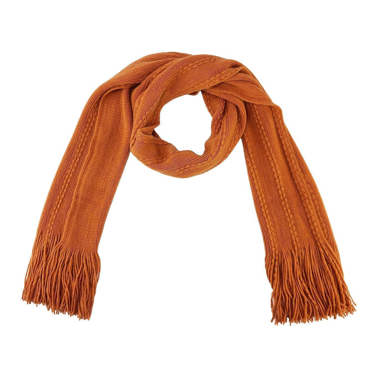 Damen Schal & Handschuh Set Ultraweich Zopfmuster Orange Touchscreen