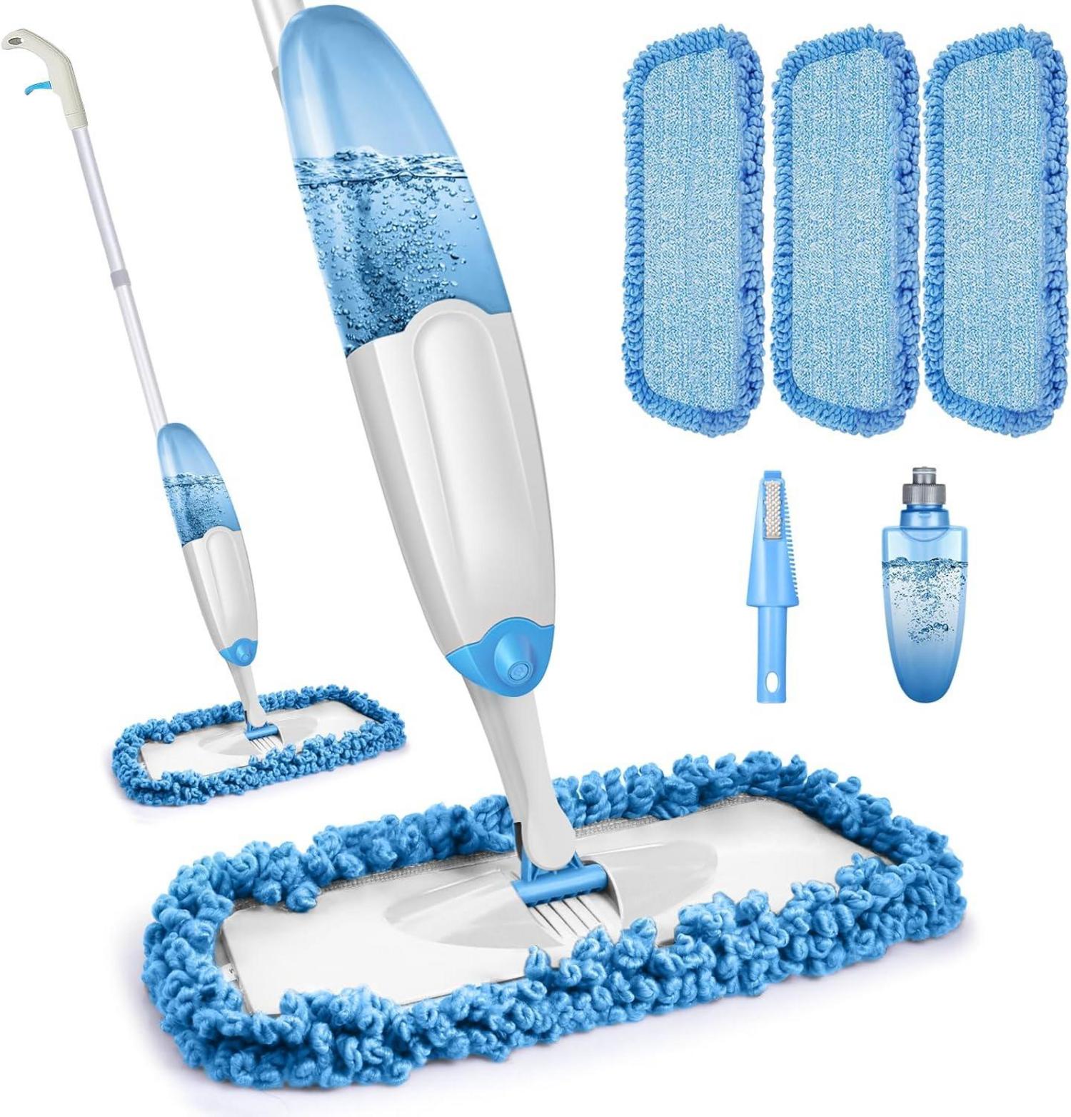 Sprühwischer Bodenwischer mit 435ml Wassertank und 3 waschbaren Pads