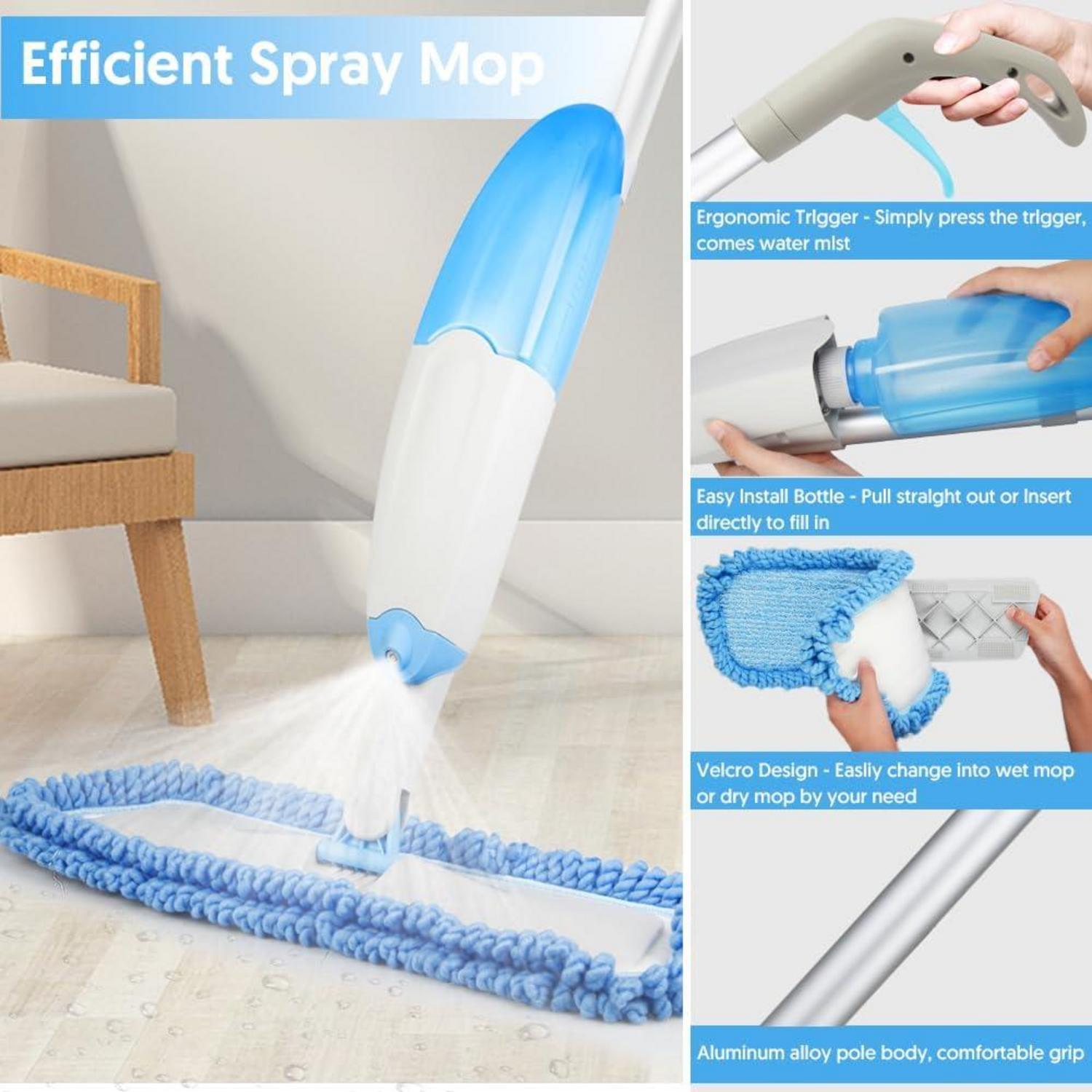 Sprühwischer Bodenwischer mit 435ml Wassertank und 3 waschbaren Pads