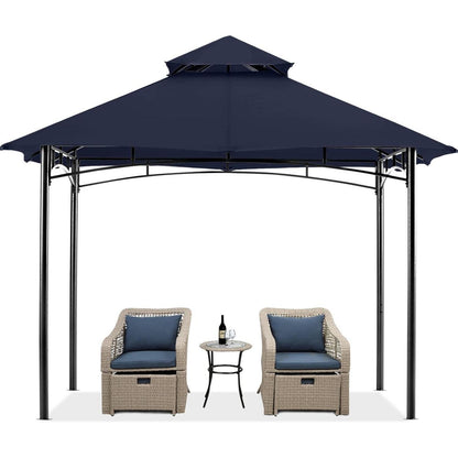 Gartenpavillon Doppeldach 2,5 x 2,5 m Dunkelgrau stabil