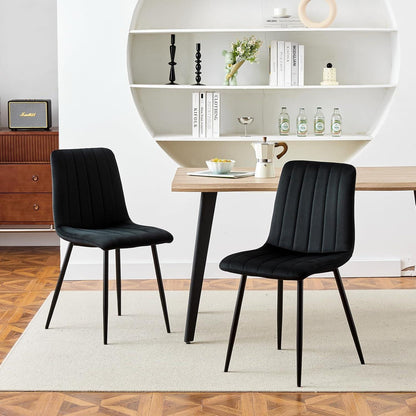 Samt Esszimmerstühle 2er Set Schwarz – Bequeme Küchenstühle