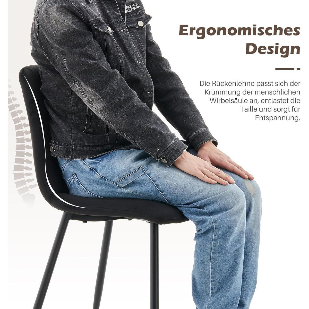 Samt Esszimmerstühle 2er Set Schwarz – Bequeme Küchenstühle