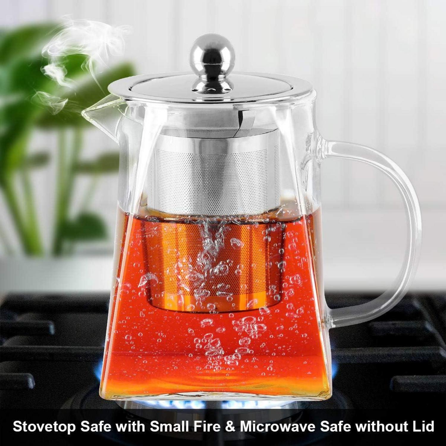 Glas Teekanne mit Siebeinsatz 900ML Borosilikatglas Teebereiter