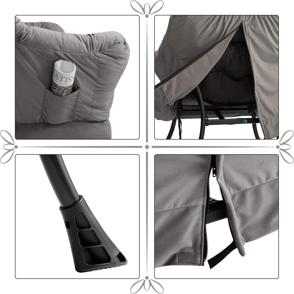 Ohrensessel Samt Relaxsessel Dunkelgrau – Bequemer Lesesessel