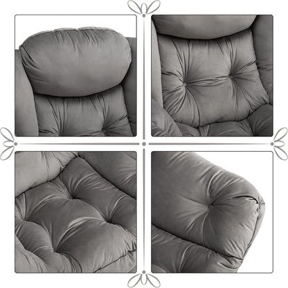 Ohrensessel Samt Relaxsessel Dunkelgrau – Bequemer Lesesessel