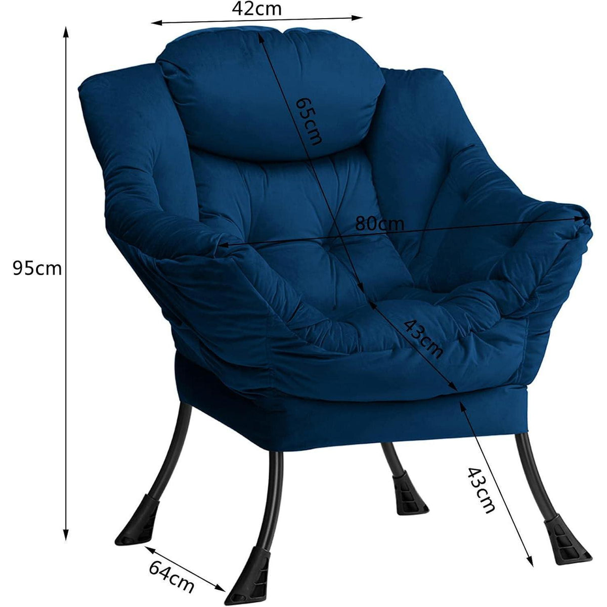Ohrensessel Samt Relaxsessel Blau Dunkelblau – Schnell Aufbaubar