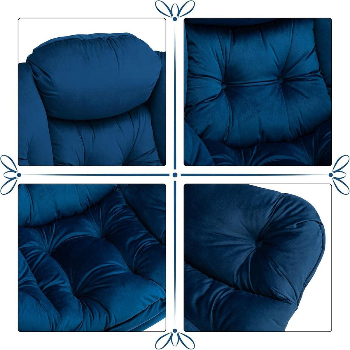 Ohrensessel Samt Relaxsessel Blau Dunkelblau – Schnell Aufbaubar