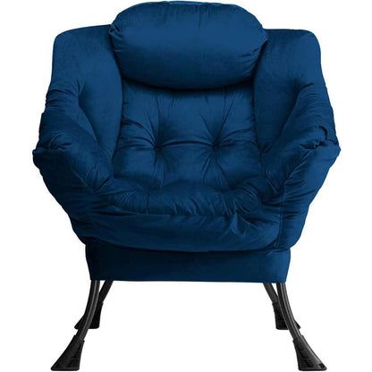 Ohrensessel Samt Relaxsessel Blau Dunkelblau – Schnell Aufbaubar