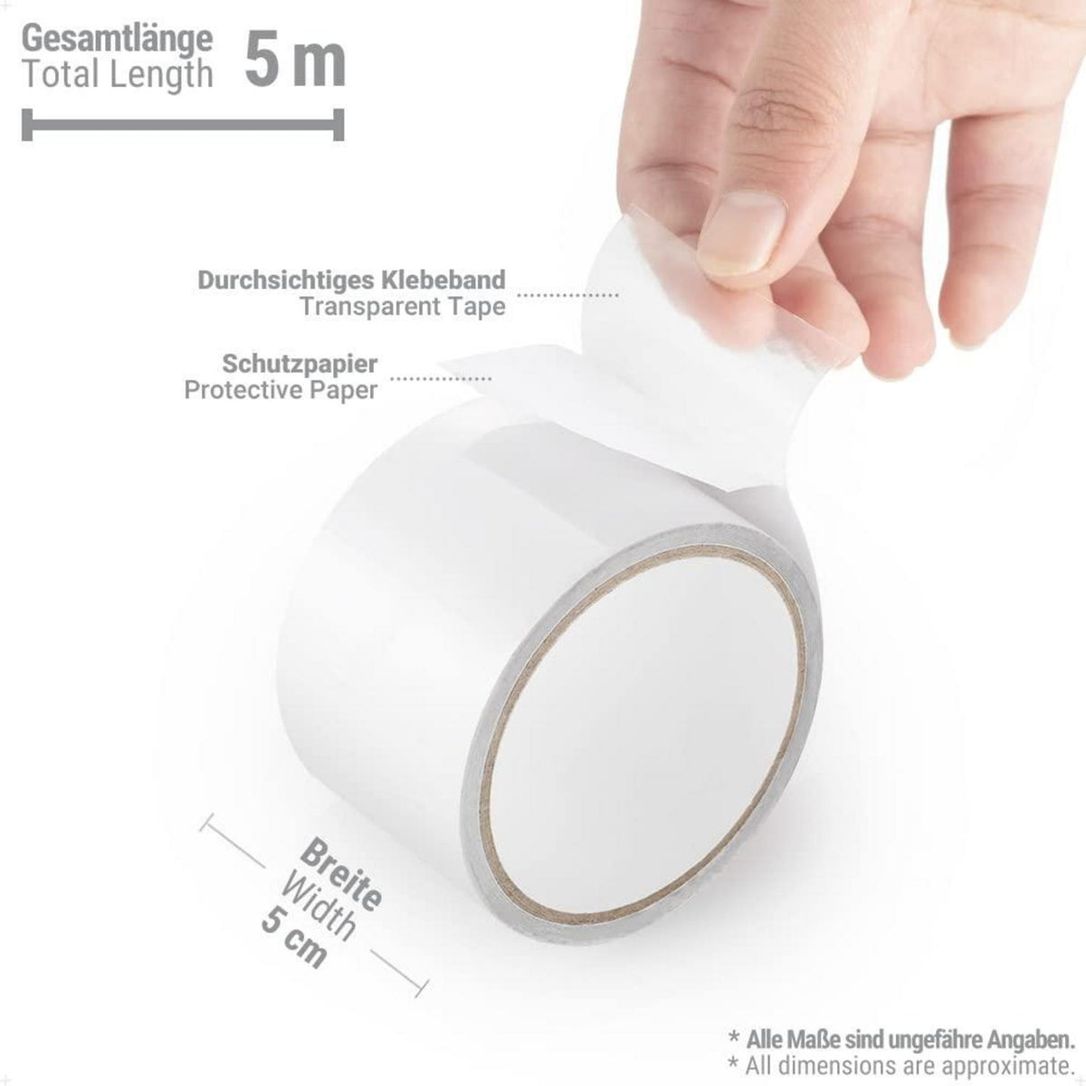5CM X 5M Reparaturklebeband für Gewebeplanen Zelte LKW Markisen Transparent