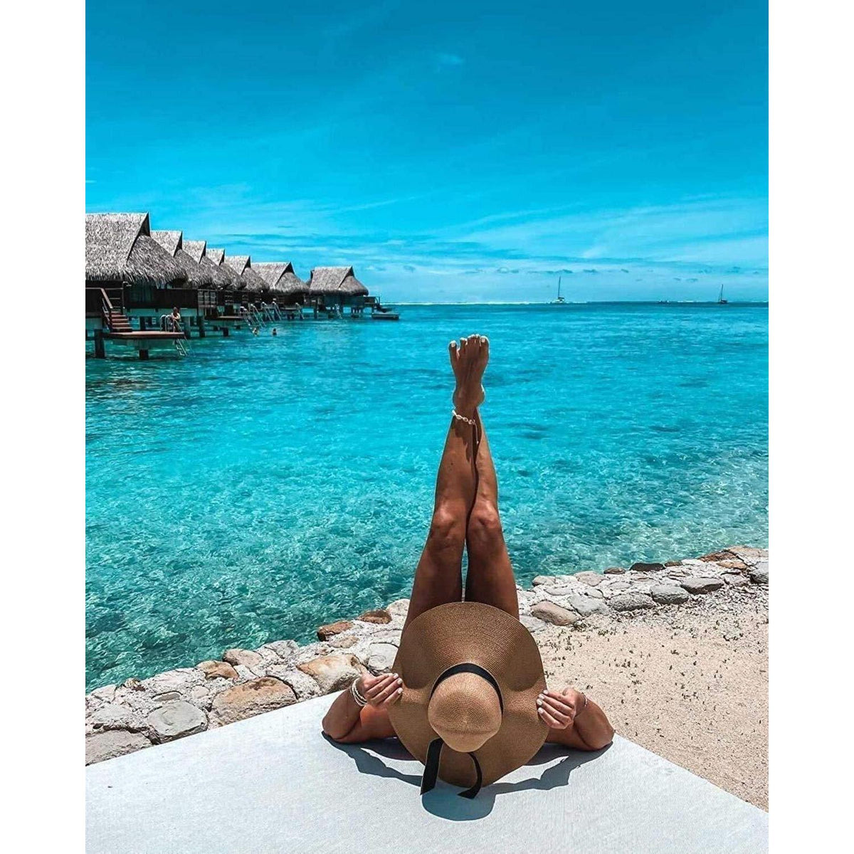 Damen Strohhut mit Breiter Krempe - Faltbar & UV-Schutz