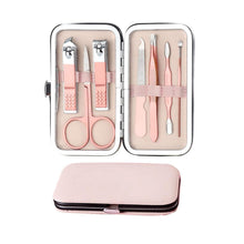Professionelles Maniküre Set aus Edelstahl in Rosa - 7-teiliges Set