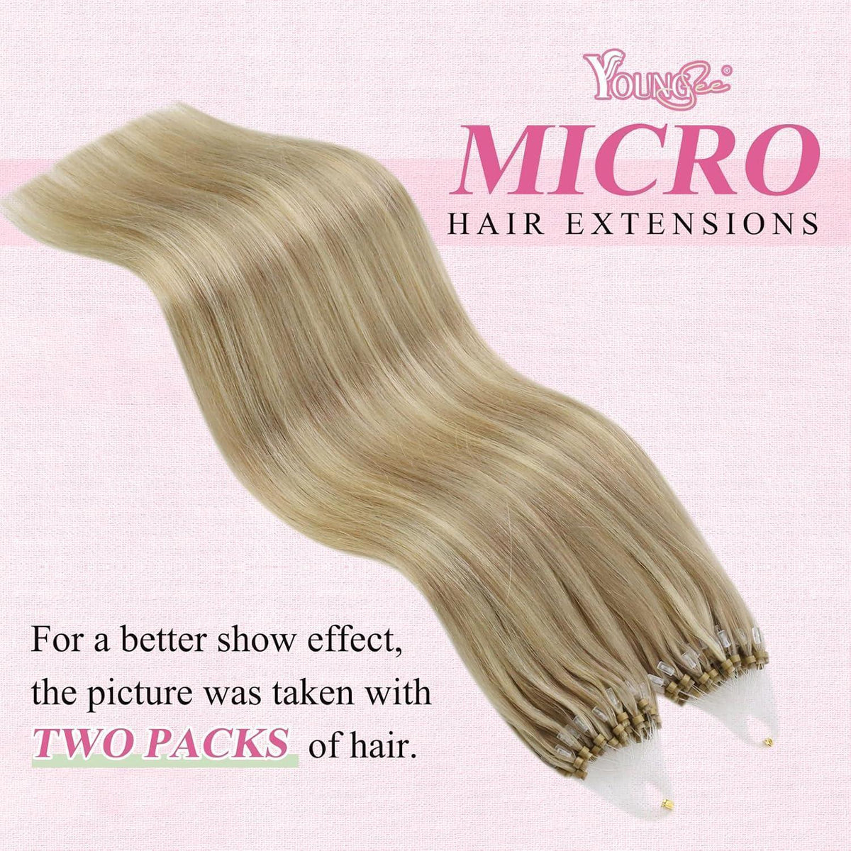 Echthaar Microring Extensions Blond Highlights 35cm