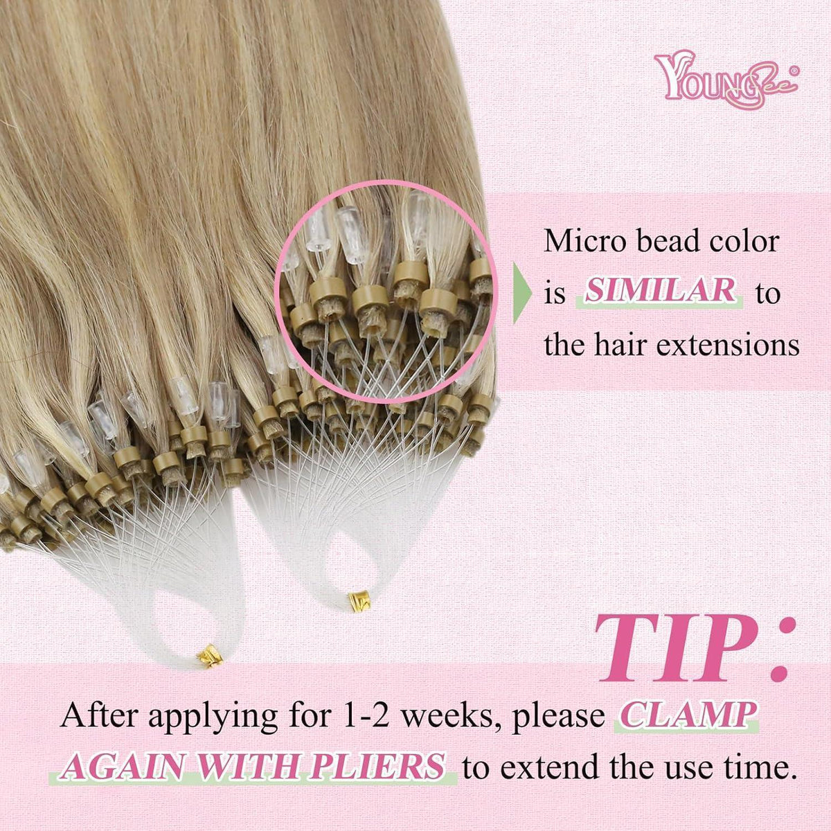 Echthaar Microring Extensions Blond Highlights 35cm