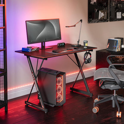 DESINO Gaming Schreibtisch 100x50 cm Kohlefaser Oberfläche