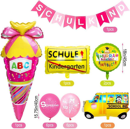Einschulung Deko Set Mädchen Rosa Schulkind Banner