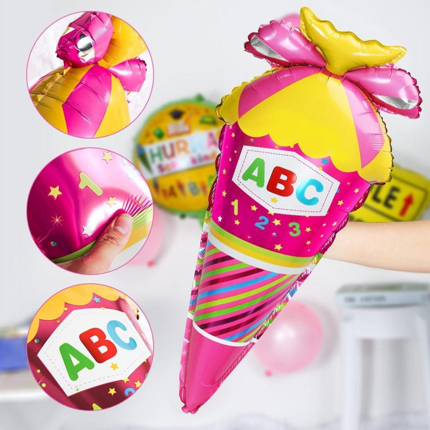 Einschulung Deko Mädchen Set Rosa Schulkind Banner Zuckertüte Folienballon Ballons