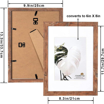 A4 Bilderrahmen braun 2 Stück mit Passepartout 15x20cm