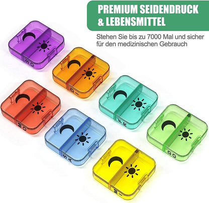 Tablettenbox Organizer 7 Tage 2 Fächer XL Pillendose MediBox