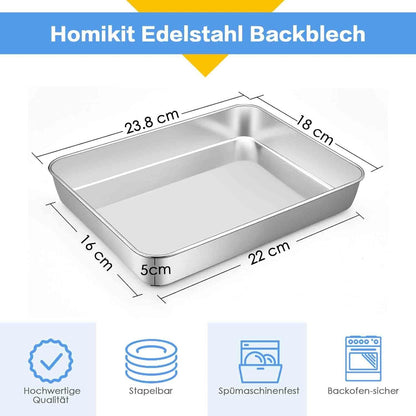 Homikit Edelstahl Backblech Klein 23,8 x 18 x 5 cm