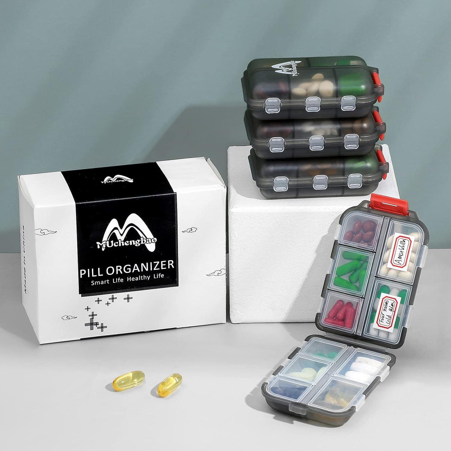 Tablettenbox 7 Tage Pillendose 10 Fächer Medikamentenbox Grey
