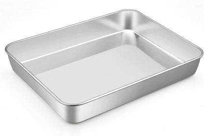 Homikit Edelstahl Rechteckiges Backblech 31,6 x 24,7 x 4,8 cm
