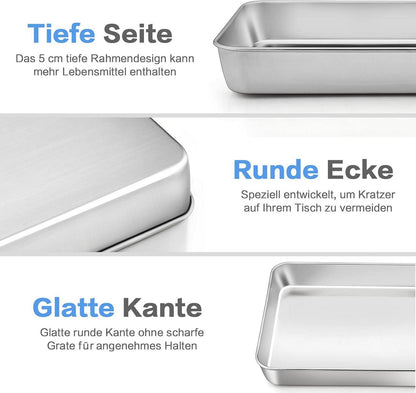 Homikit Edelstahl Rechteckiges Backblech 31,6 x 24,7 x 4,8 cm