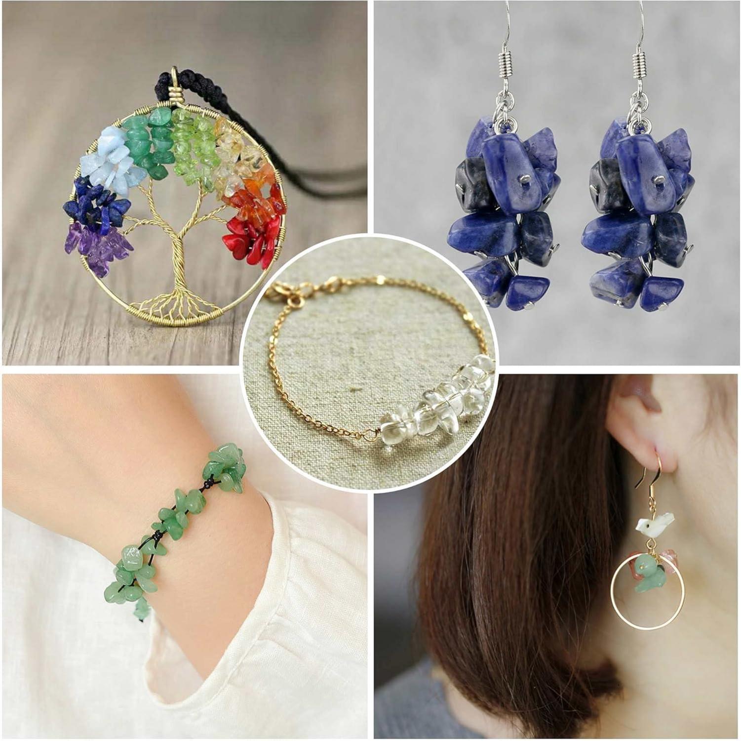 Edelstein Perlen Set zum Schmuck Basteln DIY mit Kupferdraht 0.5mm