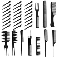 34-teiliges Profi Styling Kämme Set mit Clips, Schwarz