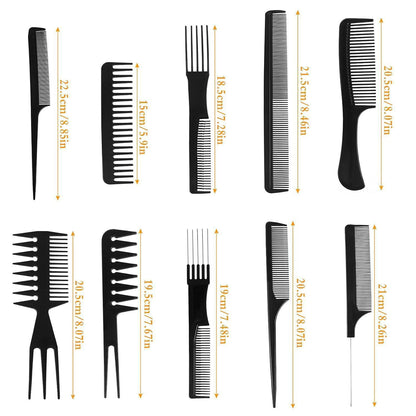 34-teiliges Profi Styling Kämme Set mit Clips, Schwarz