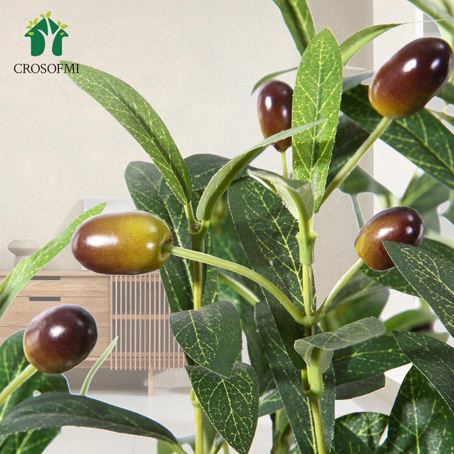 CROSOFMI Künstlicher Olivenbaum 150 cm Seidenbaum 2er Pack