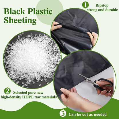 Schwarze Gewächshausfolie 2x3m Polyethylenfolie 2mil
