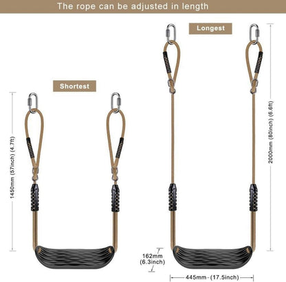 Schaukelsitz aus robustem Set mit 2m langem verstellbarem Seil und 2