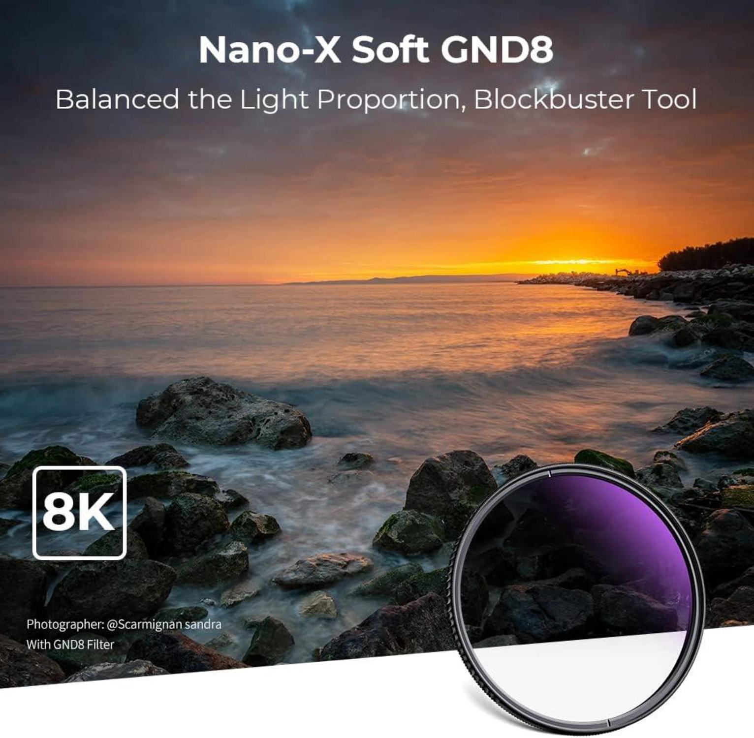 55mm Soft GND8 Verlaufsfilter ND0,9 Grauverlaufsfilter aus